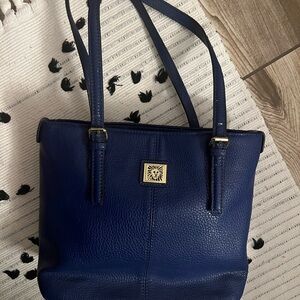 LAST CHANCE- donating soon. Anne Klein Blue Faux Leather Tote Bag